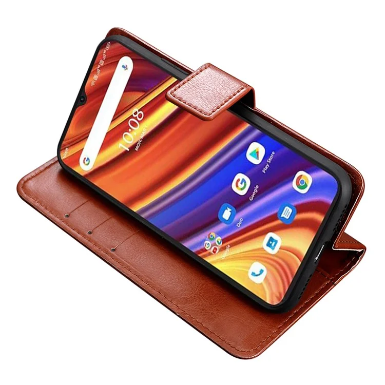 Für Umditigi F3 4g / F3 5g / F3 se / F3S PU Leder Anti-fall-fall Crazy Horse Textur Anti-staub-brieftasche Telefonabdeckung Mit Stand - Braun