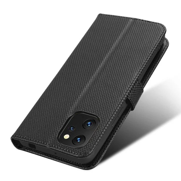 Para Umidigi F3 4g / F3 5G / F3 SE / F3S Wallet Telephip Texture Texture PU Cuero Cubierta a Prueba de Amortiguadores Con Soporte - Negro