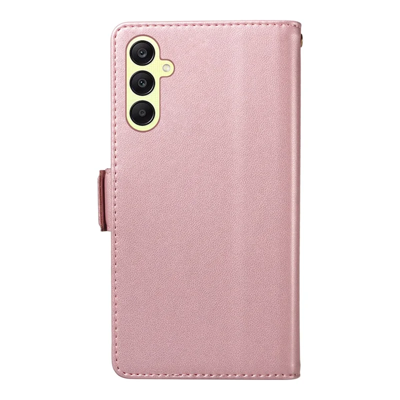 For Samsung Galaxy A25 5G (Global) Case with Multi-Card Holder and Strap PU Leather Phone Cover Stand - Rose Gold