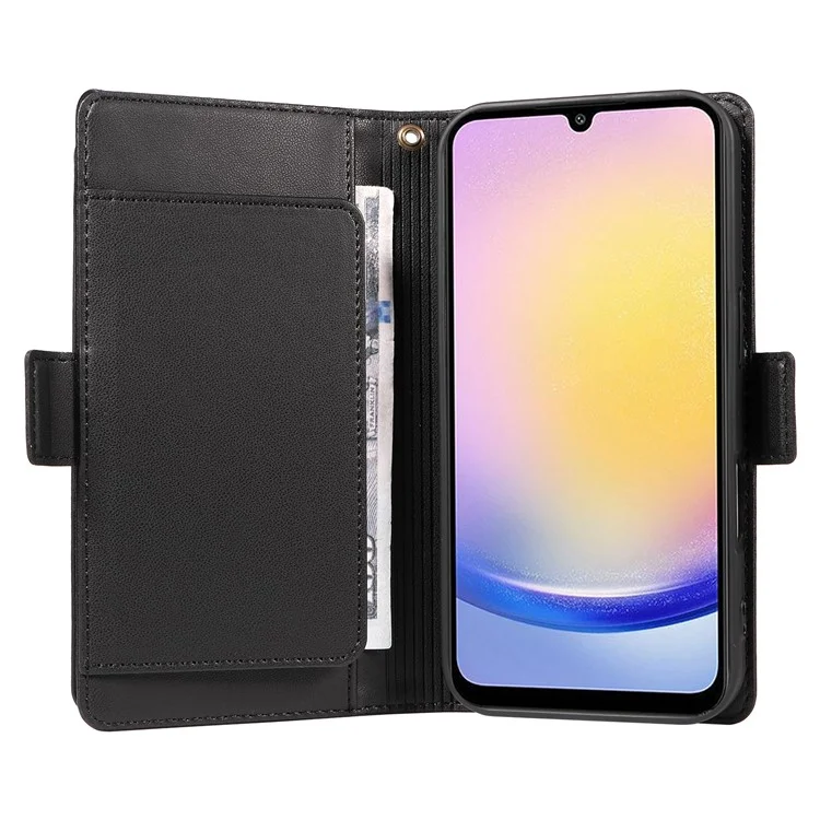 Funda para Samsung Galaxy A25 5G (Global) (161,0 x 76,5 x 8,3 mm) con soporte para tarjetas Tapa de cuero sintético Funda para teléfono móvil - Negro