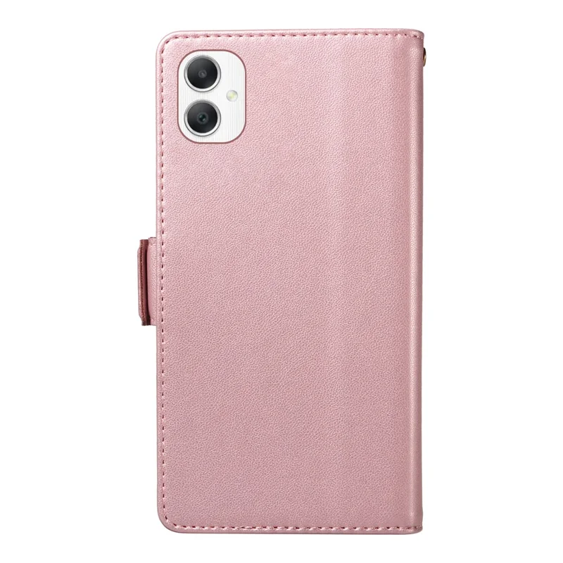 Cover per Samsung Galaxy A06 con Porta Carte e Supporto, in Pelle PU con Chiusura a Libro - Oro Rosa