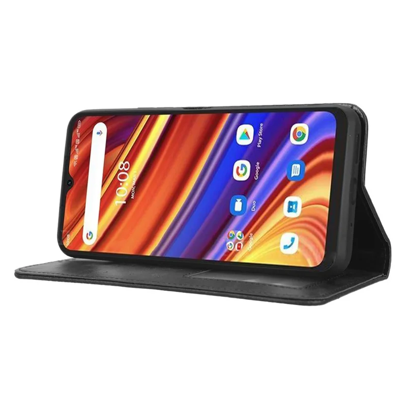 Etui portfelowe na telefon Umidigi F3 4G / F3 5G / F3 SE / F3S, odporno na wstrząsy, folio, pokrywa typu flip, magnetyczne automatyczne zamykanie, retro, nadruk wzoru, skórzane PU z podstawką – Czarny