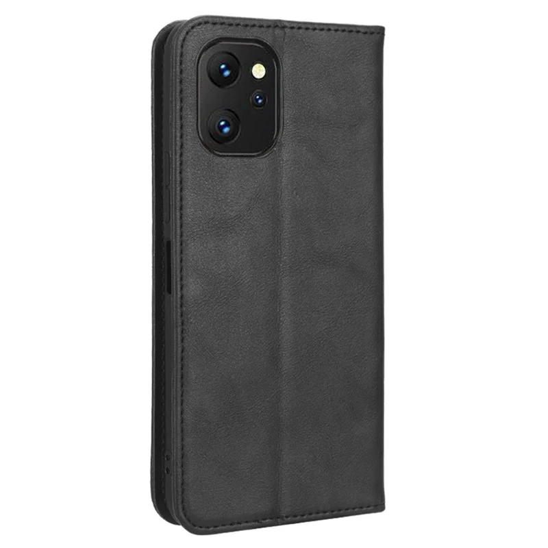 Etui portfelowe na telefon Umidigi F3 4G / F3 5G / F3 SE / F3S, odporno na wstrząsy, folio, pokrywa typu flip, magnetyczne automatyczne zamykanie, retro, nadruk wzoru, skórzane PU z podstawką – Czarny