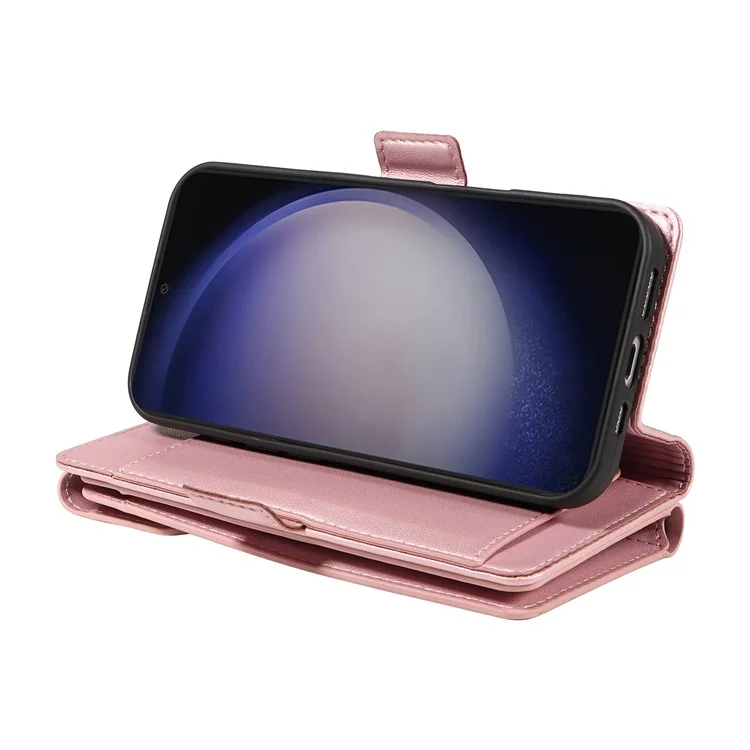 Capa para Samsung Galaxy S23 FE com suporte para cartão Couro sintético Flip Phone Cover - Ouro Rosa