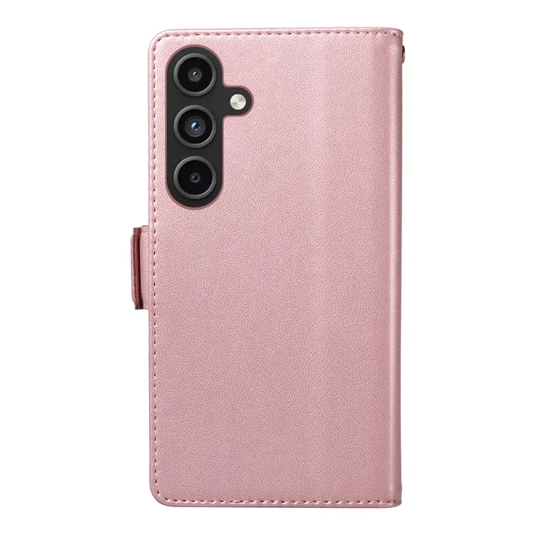 Capa para Samsung Galaxy S23 FE com suporte para cartão Couro sintético Flip Phone Cover - Ouro Rosa