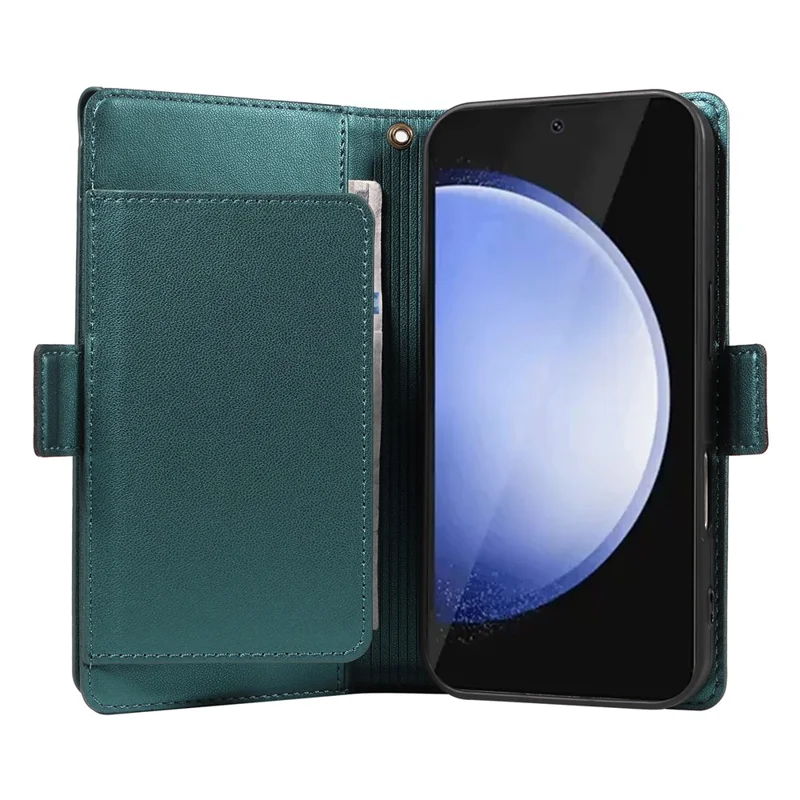 For Samsung Galaxy S24 FE Case with Multi-Card Holder and Strap PU Leather Phone Cover Stand - Green