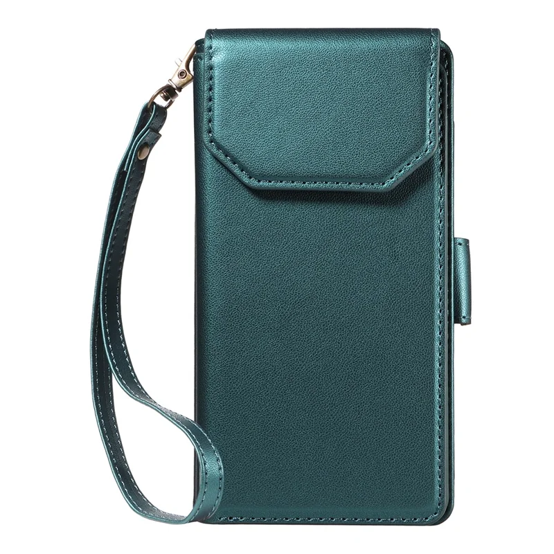 For Samsung Galaxy S24 FE Case with Multi-Card Holder and Strap PU Leather Phone Cover Stand - Green