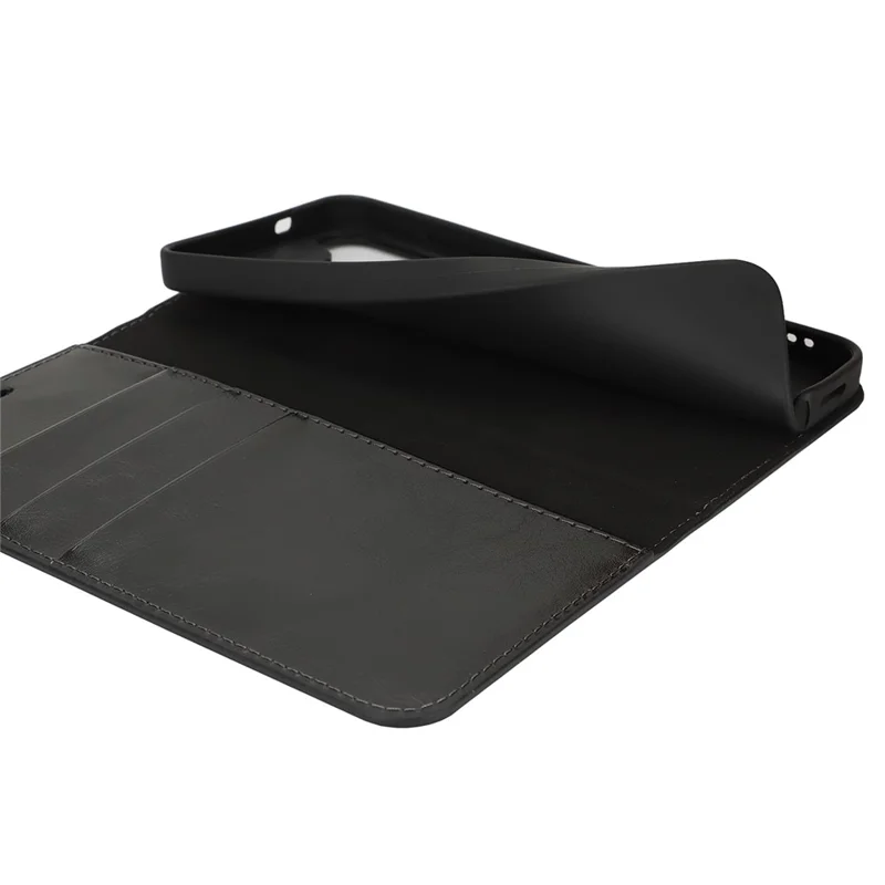 For Samsung Galaxy S25 Case Crazy Horse Texture Split Leather Wallet Phone Cover - Black