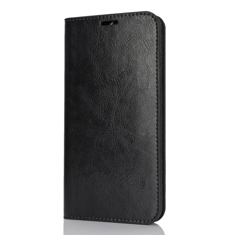 For Samsung Galaxy S25+ Case Crazy Horse Texture Split Leather Wallet Phone Cover - Black