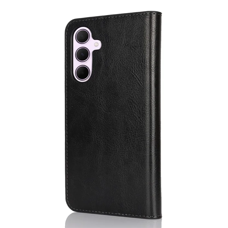For Samsung Galaxy A56 5G  /  A36 5G Case Crazy Horse Texture Split Leather Wallet Phone Cover - Black