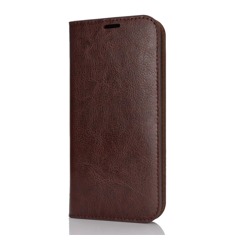 For Google Pixel 9a Case Crazy Horse Texture Split Leather Wallet Phone Cover - Dark Brown
