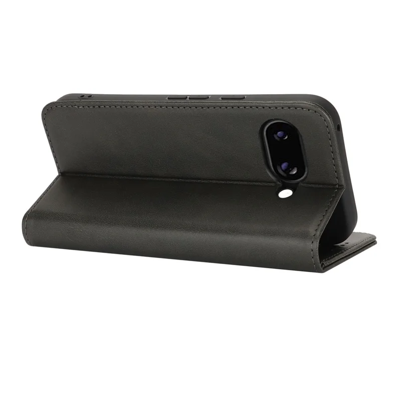 For Google Pixel 9a Case PU Leather Calf Textured Magnetic Closing Smart Phone Cover - Black