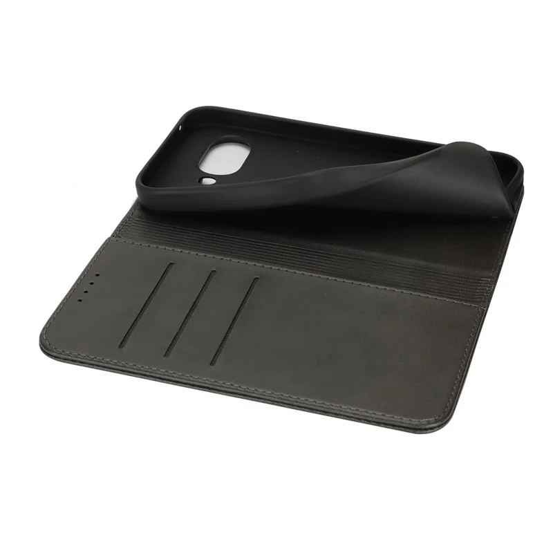 For Google Pixel 9a Case PU Leather Calf Textured Magnetic Closing Smart Phone Cover - Black