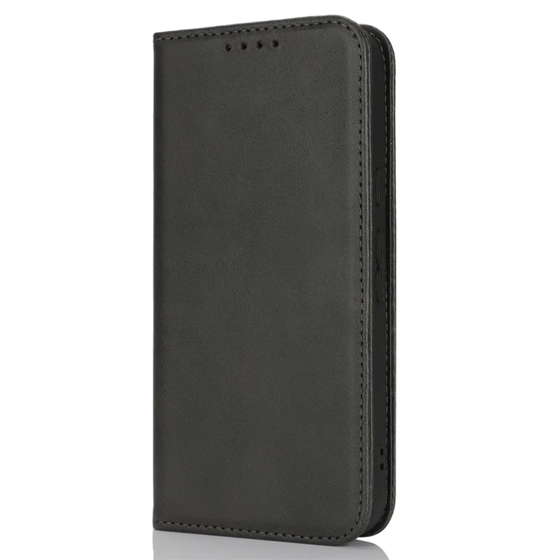 For Google Pixel 9a Case PU Leather Calf Textured Magnetic Closing Smart Phone Cover - Black