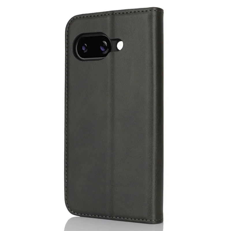 For Google Pixel 9a Case PU Leather Calf Textured Magnetic Closing Smart Phone Cover - Black