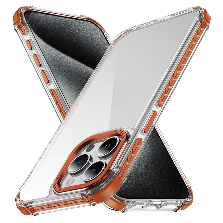 Für iPhone 13 Pro Max Crystal Clear Case Airbag Anti-Rutsch TPU + PC Handyrückseite - Orange