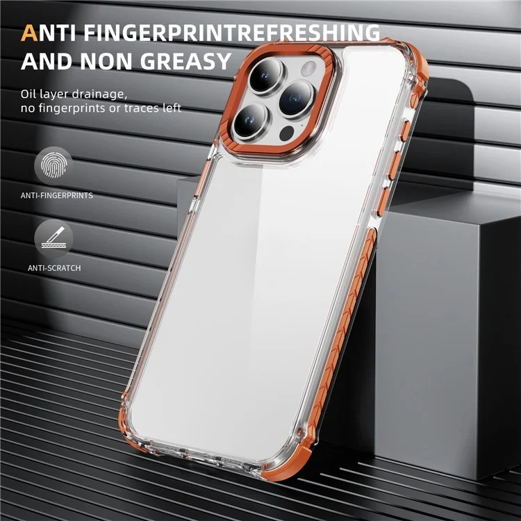 Für iPhone 13 Pro Max Crystal Clear Case Airbag Anti-Rutsch TPU + PC Handyrückseite - Orange
