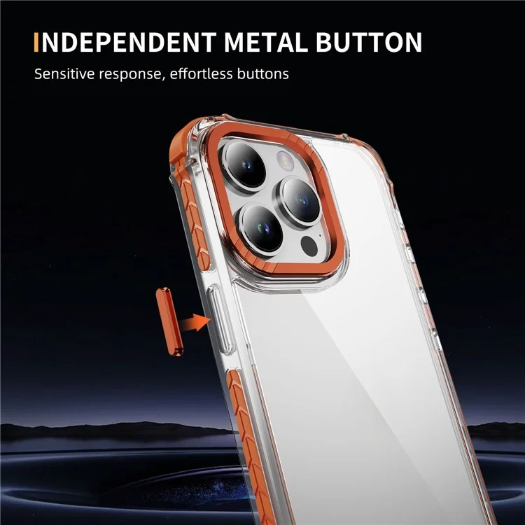 Für iPhone 13 Pro Max Crystal Clear Case Airbag Anti-Rutsch TPU + PC Handyrückseite - Orange