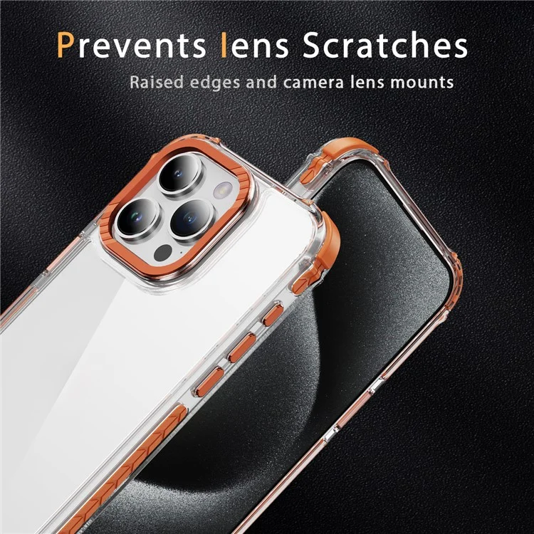 Für iPhone 13 Pro Max Crystal Clear Case Airbag Anti-Rutsch TPU + PC Handyrückseite - Orange
