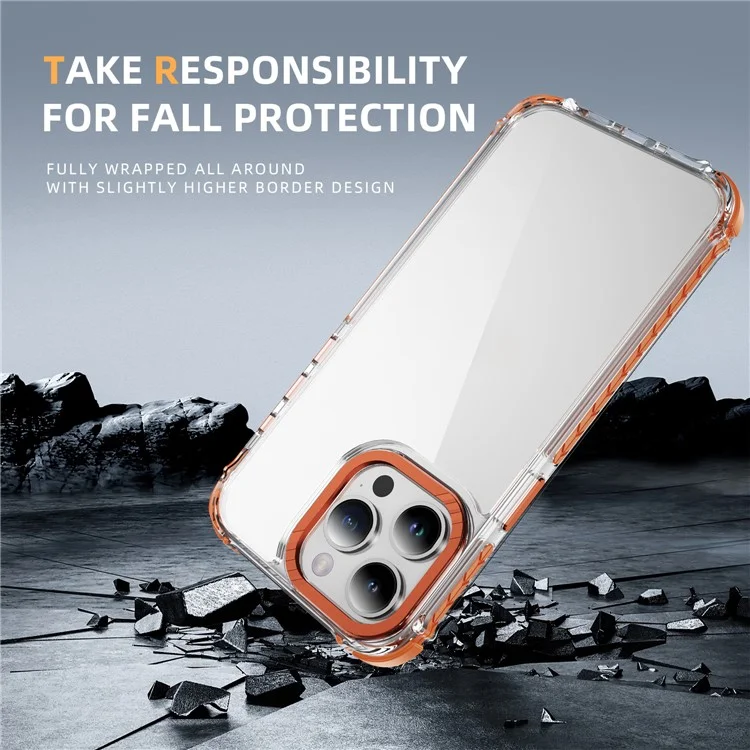 Für iPhone 13 Pro Max Crystal Clear Case Airbag Anti-Rutsch TPU + PC Handyrückseite - Orange