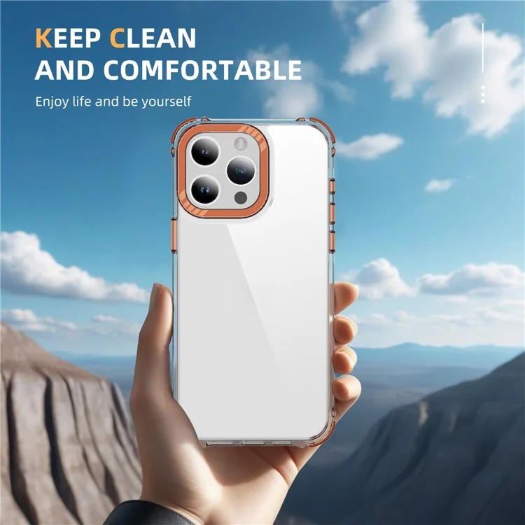 Für iPhone 13 Pro Max Crystal Clear Case Airbag Anti-Rutsch TPU + PC Handyrückseite - Orange