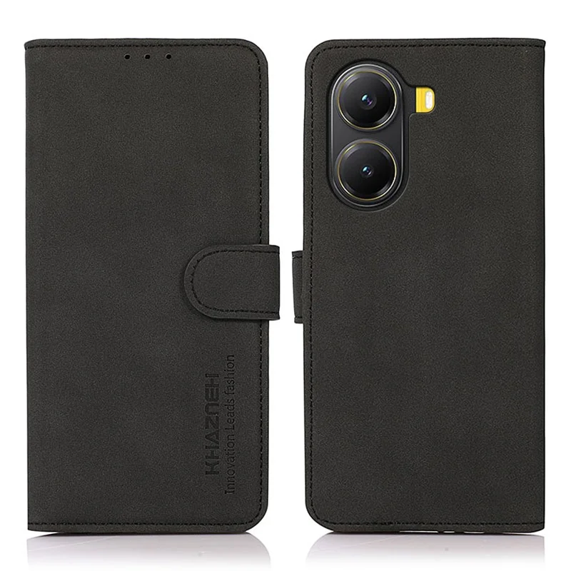 KHAZNEH Para Xiaomi Redmi Turbo 4 5G / Poco X7 Pro 5G Capa de Carteira em Couro PU com Suporte para Celular - Preto