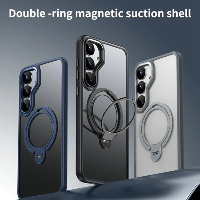 For Samsung Galaxy S25+ Phone Magnetic Case Kickstand Matte Back Cover - Grey