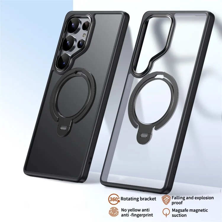 Funda para Samsung Galaxy S25 Ultra Compatible con MagSafe con Soporte Plegable y Acabado Mate - Negro