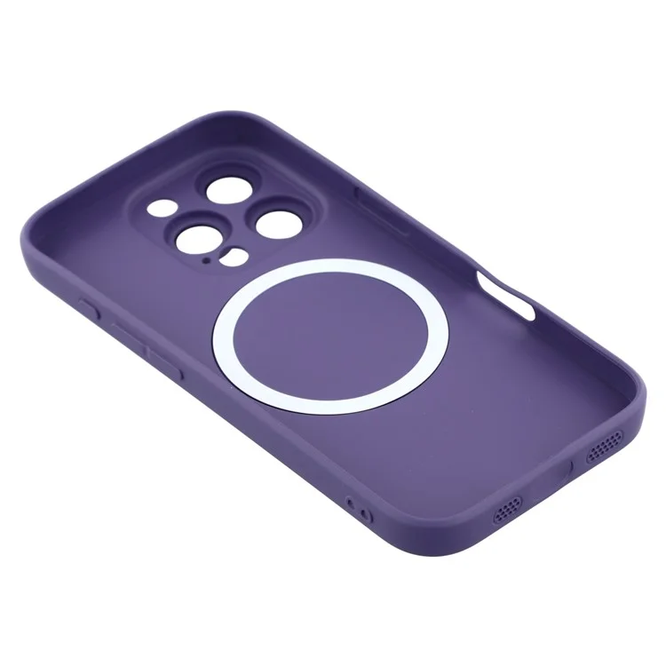 For iPhone 16 Pro Case Compatible with MagSafe Liquid Silicone Phone Cover with Tempered Glass Lens Protector - Dark Purple
