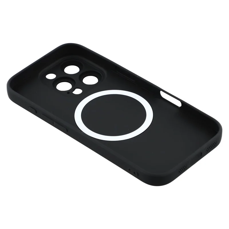 For iPhone 16 Pro Case Compatible with MagSafe Liquid Silicone Phone Cover with Tempered Glass Lens Protector - Black