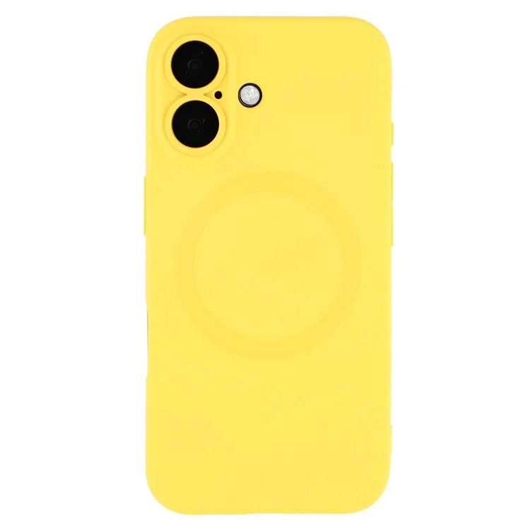 For iPhone 16 Plus Case Compatible with MagSafe Liquid Silicone Phone Cover with Tempered Glass Lens Protector - Yellow