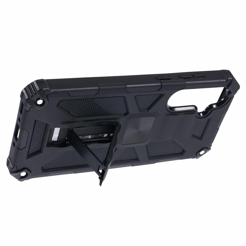 For Samsung Galaxy A36 5G Phone Case Kickstand Drop Protection PC + TPU Back Cover - Black
