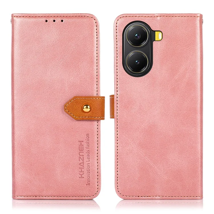KHAZNEH Para Xiaomi Poco X7 Pro 5G / Redmi Turbo 4 5G Funda Tipo Cartera con Soporte para Teléfono, de Cuero con Tapa - Oro Rosa