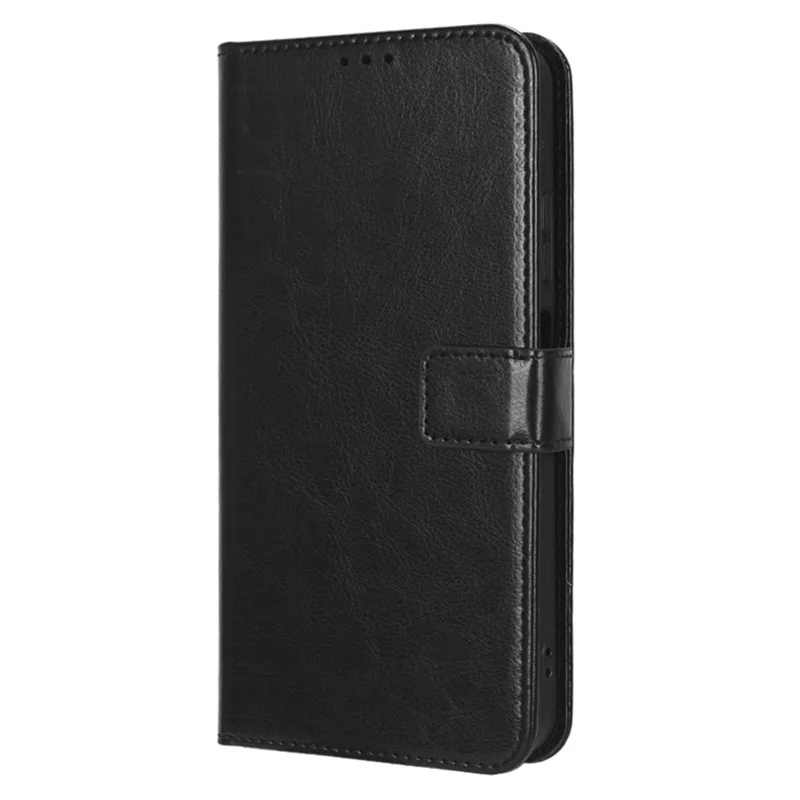 Crazy Horse Texture Phone Cover For Nokia G400 5G, PU Leather Wallet Phone Case Stand Magnetic Clasp Protective Shell with Wrist Strap - Black
