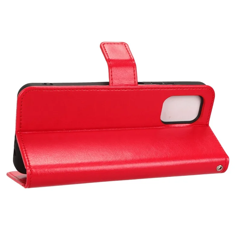 Crazy Horse Texture Phone Cover For Nokia G400 5G, PU Leather Wallet Phone Case Stand Magnetic Clasp Protective Shell with Wrist Strap - Red