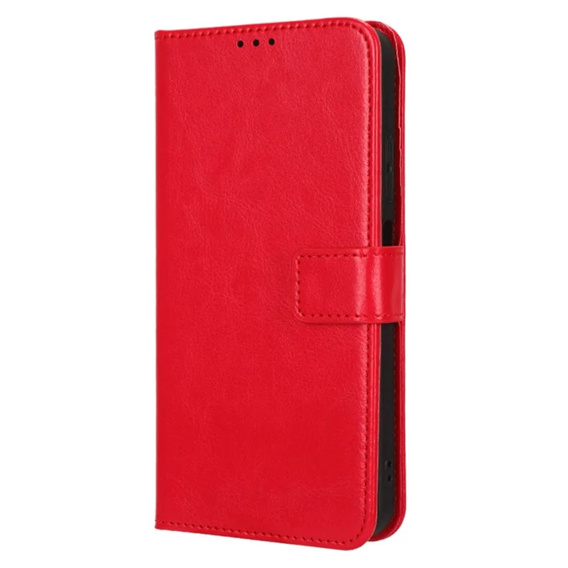 Crazy Horse Texture Phone Cover For Nokia G400 5G, PU Leather Wallet Phone Case Stand Magnetic Clasp Protective Shell with Wrist Strap - Red