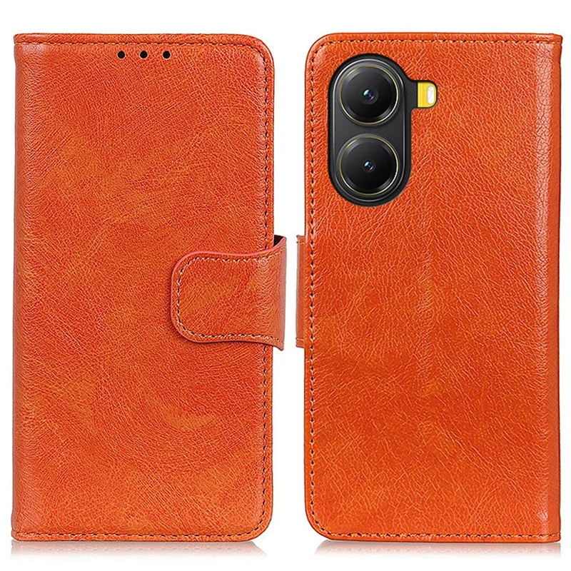 For Xiaomi Poco X7 Pro 5G  /  Redmi Turbo 4 5G Case Nappa Texture Split Leather Wallet Phone Cover - Orange