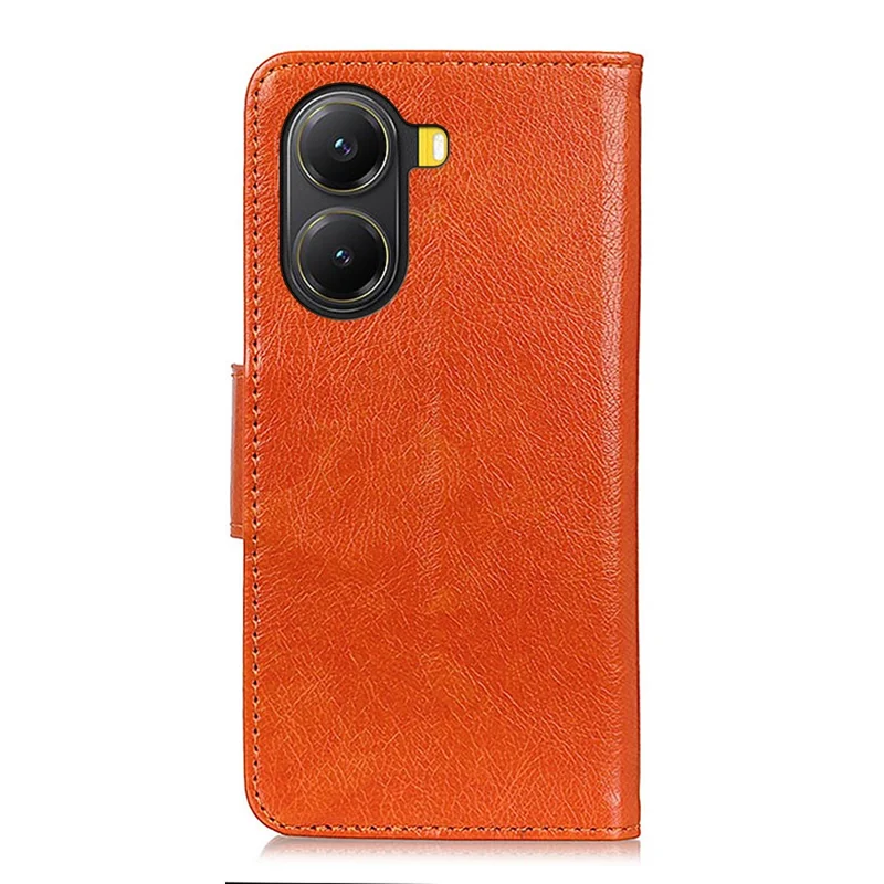 For Xiaomi Poco X7 Pro 5G  /  Redmi Turbo 4 5G Case Nappa Texture Split Leather Wallet Phone Cover - Orange