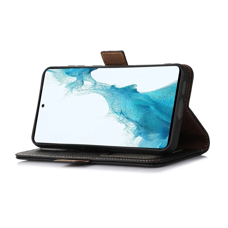 Wallet Case for Xiaomi Redmi Turbo 4 5G  /  Poco X7 Pro 5G RFID Blocking Genuine Cow Leather Phone Cover - Black