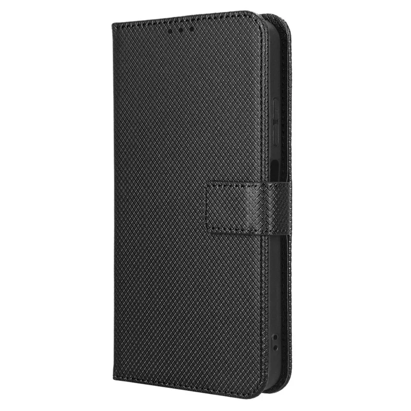 Anti-shock Cell Phone Case For Nokia G400 5G, Foldable Stand Diamond Texture Phone Folio Flip Leather Wallet Cover - Black