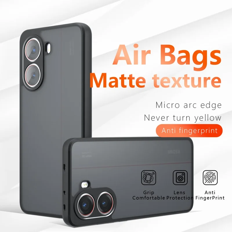 Telefoonhoesje voor Xiaomi Redmi Turbo 4 5G / Poco X7 Pro 5G, stootvrij, met matzwarte achterkant van TPU + PC