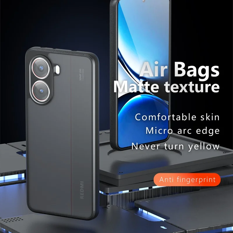 Telefoonhoesje voor Xiaomi Redmi Turbo 4 5G / Poco X7 Pro 5G, stootvrij, met matzwarte achterkant van TPU + PC