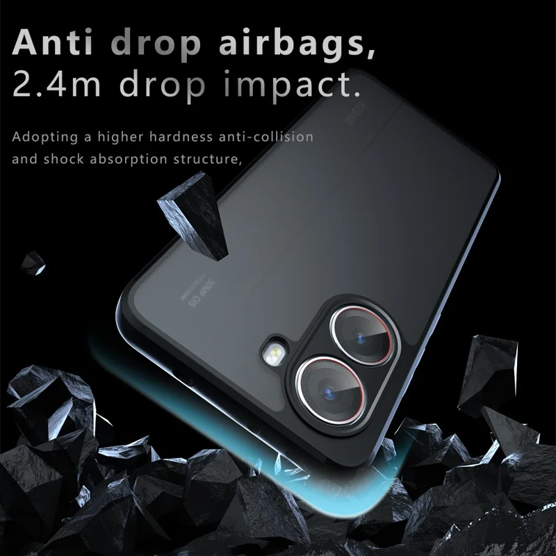 Telefoonhoesje voor Xiaomi Redmi Turbo 4 5G / Poco X7 Pro 5G, stootvrij, met matzwarte achterkant van TPU + PC