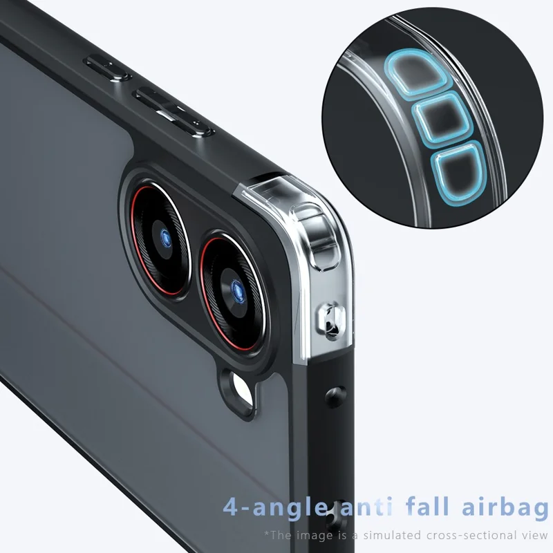 Telefoonhoesje voor Xiaomi Redmi Turbo 4 5G / Poco X7 Pro 5G, stootvrij, met matzwarte achterkant van TPU + PC