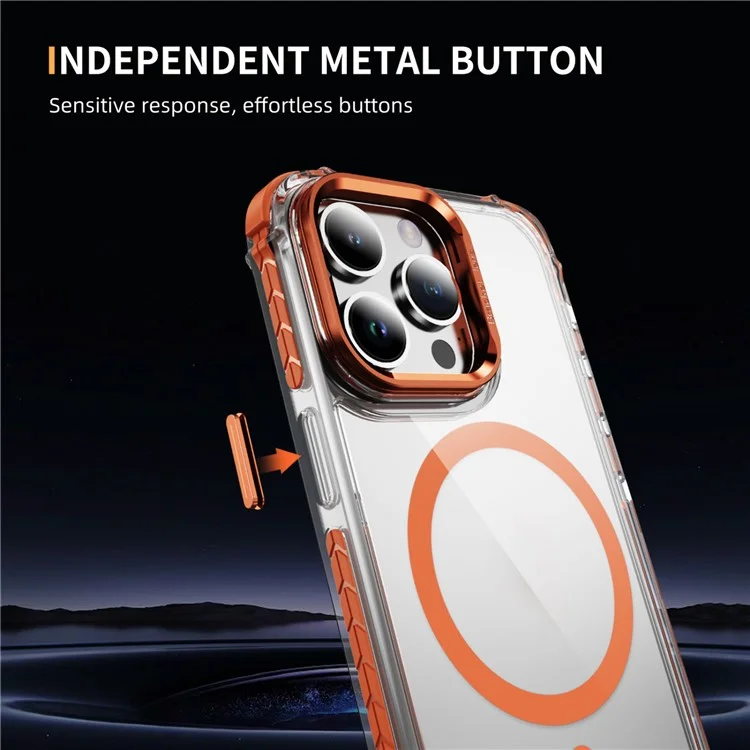 Cover per iPhone 12 Pro Max trasparente con supporto per lenti, compatibile con MagSafe - Arancione