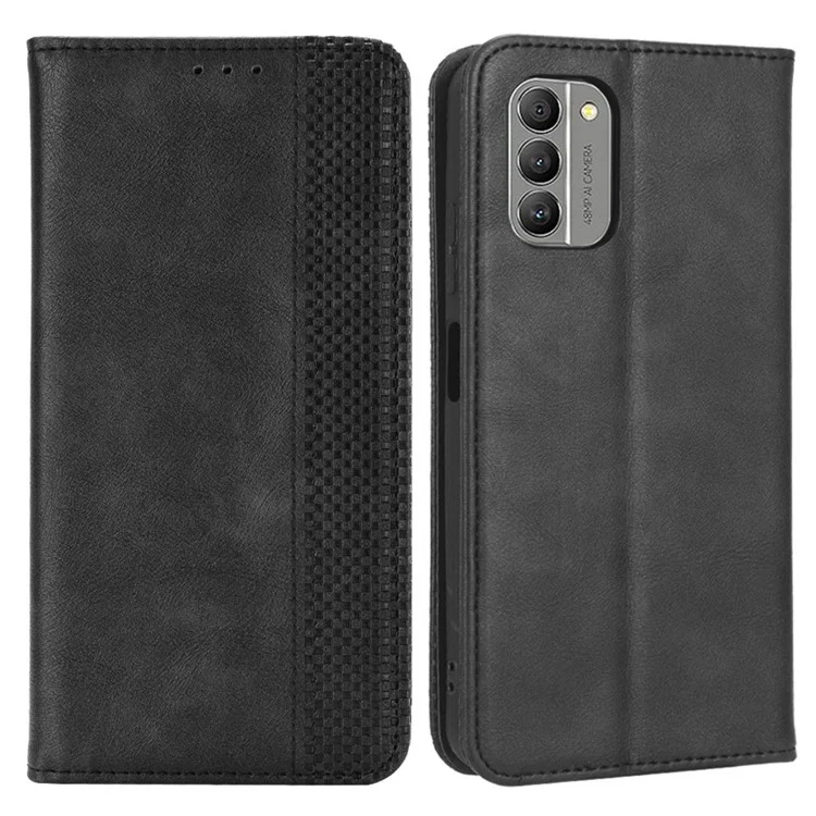 Retro Imprint Pattern Téléphone Case Pour Nokia G400 5G, Couverture de Portefeuille en Cuir Flip en Cuir Flip de Fermeture Magnétique Anti-chute Avec Support - le Noir
