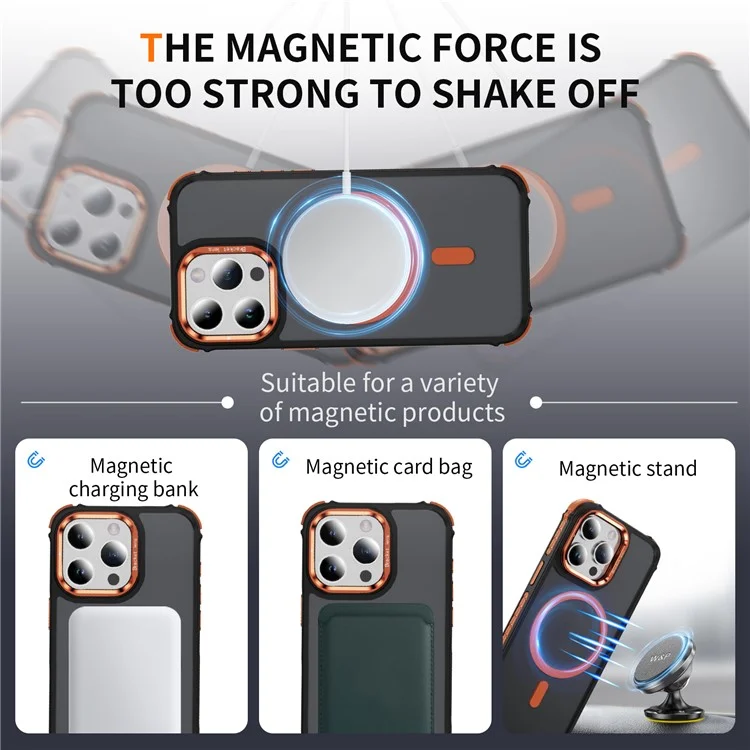 For iPhone 13 Pro Case with Lens Kickstand Matte Phone Back Cover Compatible with MagSafe - Orange