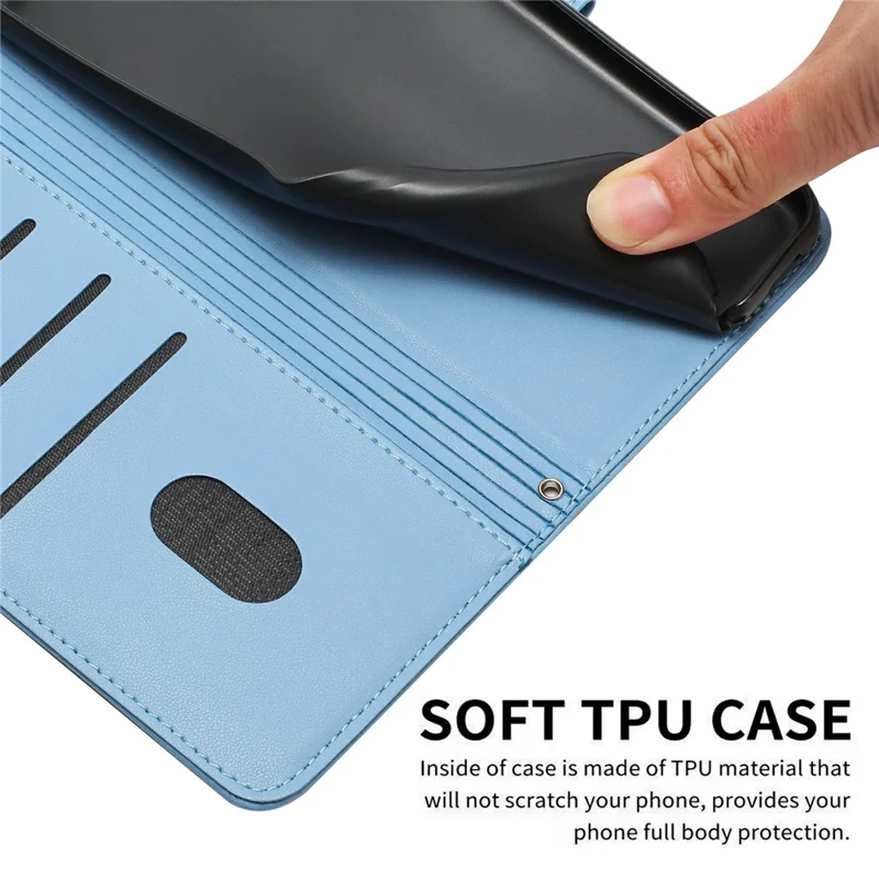 Wallet Case for Xiaomi Redmi Note 14 4G (163.25mm) Cats Imprint Leather Phone Cover with Strap - Blue