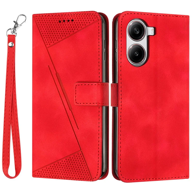 For Xiaomi Redmi Turbo 4 5G / Poco X7 Pro 5G Case Handbag Imprinted Triangle Leather Phone Cover - Red