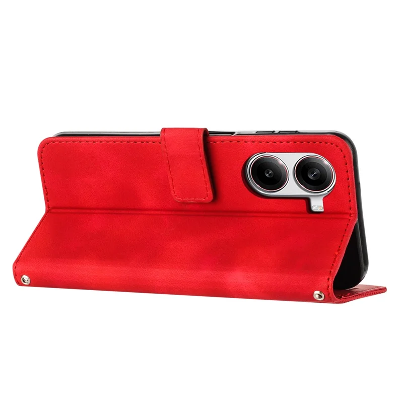 For Xiaomi Redmi Turbo 4 5G / Poco X7 Pro 5G Case Handbag Imprinted Triangle Leather Phone Cover - Red